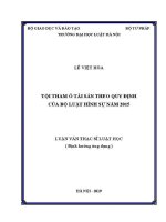 Luận văn thạc sĩ Luật học: Tội tham ô tài sản theo quy định của Bộ Luật Hình sự năm 2015