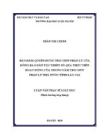 Luận văn thạc sĩ Luật học: Bảo đảm quyền được trợ giúp pháp lý của đồng bào dân tộc thiểu số qua thực tiễn hoạt động của Trung tâm Trợ giúp pháp lý Nhà nước tỉnh Lào Cai