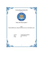 Tiếng anh chuyên ngành 2 topic cultural differences, cultural awareness, how to avoid culture sock