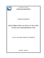 Hoàn thiện công tác quản lý nhà nước về đất đai ở thành phố đà nẵng