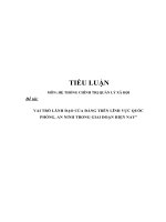 Tiểu luận cao học  vai trò lãnh đạo của đảng trong lĩnh vực quốc phòng trong giai đoạn hiện nay