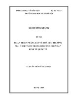 Luận án tiến sĩ Luật học: Hoàn thiện pháp luật về hòa giải thương mại ở Việt Nam trong bối cảnh hội nhập kinh tế quốc tế