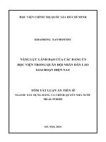 Tóm tắt: Năng lực lãnh đạo của các Đảng ủy Học viện trong Quân đội nhân dân Lào giai đoạn hiện nay