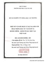 Đề tài nghiên cứu khoa học cấp Trường: Một số vấn đề pháp lý đặt ra đối với hoạt động đầu tư vào đơn vị hành chính - kinh tế đặc biệt tại Việt Nam