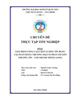 Chuyên đề thực tập tốt nghiệp: Giải pháp nâng cao chất lượng tín dụng tại Ngân hàng Thương mại cổ phần Sài Gòn Thương Tín - chi nhánh Thăng Long