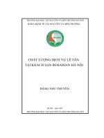 Khóa luận tốt nghiệp chất lượng dịch vụ lễ tân tại khách sạn rosarian hà nội