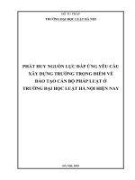Đề tài nghiên cứu khoa học cấp Trường: Phát huy nguồn lực đáp ứng yêu cầu xây dựng trường trọng điểm về đào tạo cán bộ pháp luật ở Trường Đại học Luật Hà Nội hiện nay