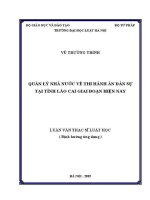 Luận văn thạc sĩ Luật học: Quản lý nhà nước về thi hành án dân sự tại tỉnh Lào Cai giai đoạn hiện nay