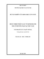Đề tài nghiên cứu khoa học cấp Trường: Hoàn thiện pháp luật về kinh doanh nhà ở thương mại tại Việt Nam