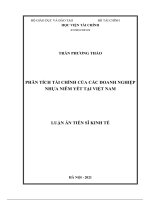 Luận án tiến sĩ phân tích tài chính của các doanh nghiệp nhựa niêm yết tại việt nam