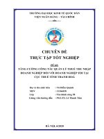 Chuyên đề thực tập tốt nghiệp: Tăng cường công tác quản lý thuế Thu nhập doanh nghiệp đối với doanh nghiệp FDI tại Cục Thuế tỉnh Thanh Hoá