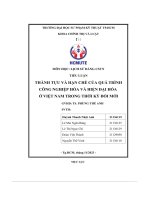 Tiểu luận thành tựu và hạn chế của quá trình công nghiệp hóa và hiện đại hóa ở việt nam trong thời kỳ đổi mới
