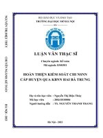 Luận văn thạc sĩ: Hoàn thiện kiểm soát chi ngân sách nhà nước cấp huyện qua kho bạc nhà nước Hai Bà Trưng