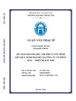 Luận văn thạc sĩ: Kế toán doanh thu, chi phí và xác định kết quả kinh doanh tại Công ty cổ phần Máy - Thiết bị Dầu khí