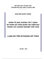 Nhân tố ảnh hưởng tới ý định áp dụng kế toán quản trị hiện đại trong các doanh nghiệp việt nam