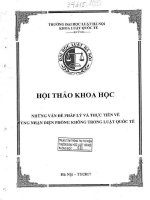 Kỷ yếu hội thảo khoa học cấp Khoa: Những vấn đề pháp lý và thực tiễn về vùng nhận diện phòng không trong Luật Quốc tế