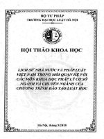 Kỷ yếu hội thảo khoa học cấp Khoa: Lịch sử nhà nước và pháp luật Việt Nam trong mối quan hệ với các môn khoa học pháp lý cơ sở ngành và chuyên ngành của chương trình đào tạo Luật học