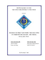 BÀI BÁO CÁO THỰC TẬP CNSTH - NHÀ MÁY CÔNG TY TNHH MTV BIA SÀI GÒN – SÓC TRĂNG