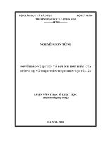 Luận văn thạc sĩ Luật học: Người bảo vệ quyền và lợi ích hợp pháp của đương sự và thực tiễn thực hiện tại Tòa án