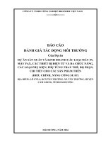 BÁO CÁO ĐÁNH GIÁ TÁC ĐỘNG MÔI TRƯỜNG Của Dự án DỰ ÁN SẢN XUẤT VÀ KINH DOANH CÁC LOẠI MÁY IN, MÁY FAX, CÁC THIẾT BỊ ĐIỆN TỬ VÀ ĐA CHỨC NĂNG, CÁC LOẠI PHỤ KIỆN, PHỤ TÙNG THAY THẾ, BỘ PHẬN, CHI TIẾT CHO CÁC SẢN PHẨM TRÊN (ĐIỀU CHỈNH, NÂNG CÔNG SUẤT)