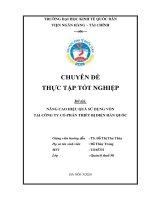 Chuyên đề thực tập tốt nghiệp: Nâng cao hiệu quả sử dụng vốn tại Công ty Cổ phần thiết bị điện Hàn Quốc