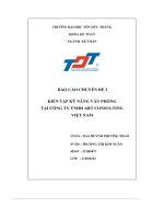 Báo cáo chuyên đề 2 kiến tập kỹ năng văn phòng tại công ty tnhh art consulting việt nam