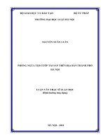 Luận văn thạc sĩ Luật học: Phòng ngừa tội cướp tài sản trên địa bàn thành phố Hà Nội