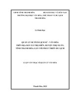Luận văn Thạc sĩ Quản lý văn hóa Quản lý di tích lịch sử  văn hóa trên địa bàn xã Thọ Diên, huyện Thọ Xuân, tỉnh Thanh Hóa gắn với phát triển du lịch