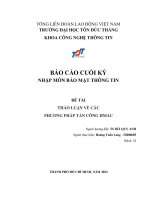 Báo cáo cuối kỳ nhập môn bảo mật thông tin đề tài thảo luận về các phương pháp tấn công hmac
