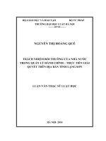 Luận văn thạc sĩ Luật học: Trách nhiệm bồi thường của Nhà nước trong quản lý hành chính - Thực tiễn giải quyết trên địa bàn tỉnh Lạng Sơn