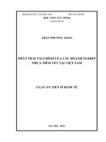 Luận án tiến sĩ Kinh tế: Phân tích tài chính của các doanh nghiệp nhựa niêm yết tại Việt Nam