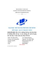 (Tiểu luận) hãy rút ra những bài học cho bản thântừ những điều đã học và nêu những đề xuất để giúpcho việc dạy và học môn này được tốt hơn