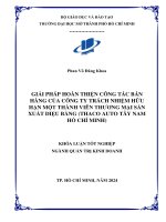 Giải pháp hoàn thiện công tác bán hàng của công ty trách nhiệm hữu hạn một thành viên thương mại sản xuất diệu bằng (thaco auto tây nam hồ chí minh)