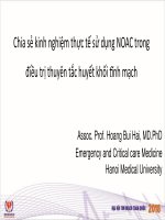 Chia sẻ kinh nghiệm thực tế sử dụng noac trong điều trị thuyên tắc huyết khối tĩnh mạch