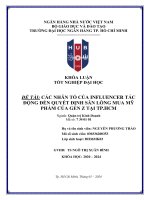 Các nhân tố của influencer tác động đến quyết định sẵn lòng mua mỹ phẩm của gen z tại tp hcm