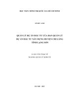Quản lý dự án đầu tư của Ban quản lý dự án Đầu tư Xây dựng huyện Chi Lăng, tỉnh Lạng Sơn