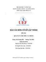 BÁO CÁO MÔN  CƠ SỞ LẬP TRÌNH ĐỀ TÀI QUẢN LÝ CHI TIÊU CÁ NHÂN