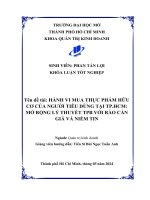 Hành vi mua thực phẩm hữu cơ của người tiêu dùng tại tp hcm mở rộng lý thuyết tbp với rào cản giá và niềm tin