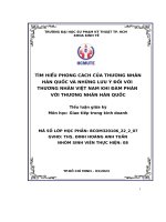 Tìm hiểu phong cách của thương nhânhàn quốc và những lưu ý đối với thương nhân việt nam khi đàm phán với thương nhân hàn quốc