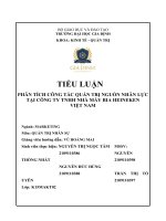 Tiểu luận phân tích công tác quản trị nguồn nhân lực tại công ty tnhh nhà máy bia heineken việt nam