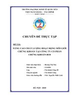 Chuyên đề thực tập: Nâng cao chất lượng hoạt động môi giới chứng khoán tại công ty cổ phần chứng khoán BOS