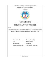 Chuyên đề thực tập tốt nghiệp: Mở rộng hoạt động cho vay đối với doanh nghiệp vừa và nhỏ tại Ngân hàng TMCP Bưu điện Liên Việt - PGD Nghĩa Lộ