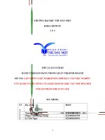 Đề tài lập chiến lược marketing mới dựa vào việc nghiên cứu hành vi tiêu dùng của khách hàng khu vực phú hòa đối với sản phẩm the cup cafe