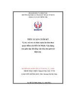 Tiểu luận cuối kỳ vị trí, vai trò và chức cuủa ăn hóa theo quan điểm của hồ chí minh  vận dụng vào giáo dục lối sống văn hóa cho giới trẻ hiện nay