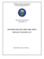 đáp án Môn quản trị nhân lực