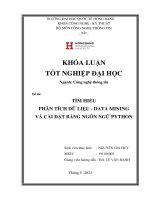 TÌM HIỂU PHÂN TÍCH DỮ LIỆU - DATA MINING VÀ CÀI ĐẶT BẰNG NGÔN NGỮ PYTHON