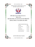 Tiểu luận dự báo nhu cầu sản xuất sản phẩm xi măng công ty xi măng hà tiên