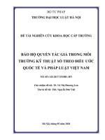 Đề tài nghiên cứu khoa học cấp Trường: Bảo hộ quyền tác giả trong môi trường kỹ thuật số theo Điều ước quốc tế và pháp luật Việt Nam
