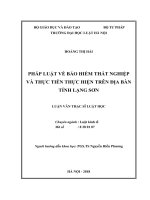 Luận văn thạc sĩ Luật học: Pháp luật về bảo hiểm thất nghiệp và thực tiễn thực hiện trên địa bàn tỉnh Lạng Sơn