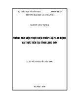 Luận văn thạc sĩ Luật học: Thanh tra việc thực hiện pháp luật lao động và thực tiễn tại tỉnh Lạng Sơn